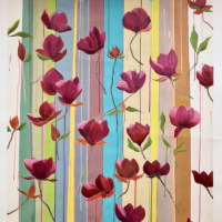 *Magnolias, acrylic on paper, 41" x 32"