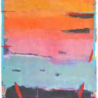 Sunset-over-Chowpatty-Beach-oil-on-paper-44-x-32
